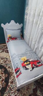 روتختی پسرانه یک نفره تدی ماشینی زمینه طوسی - Image 4