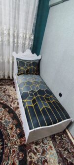 روتختی یکنفره مکعبی زنبوری طوسی خط طلایی - Image 2
