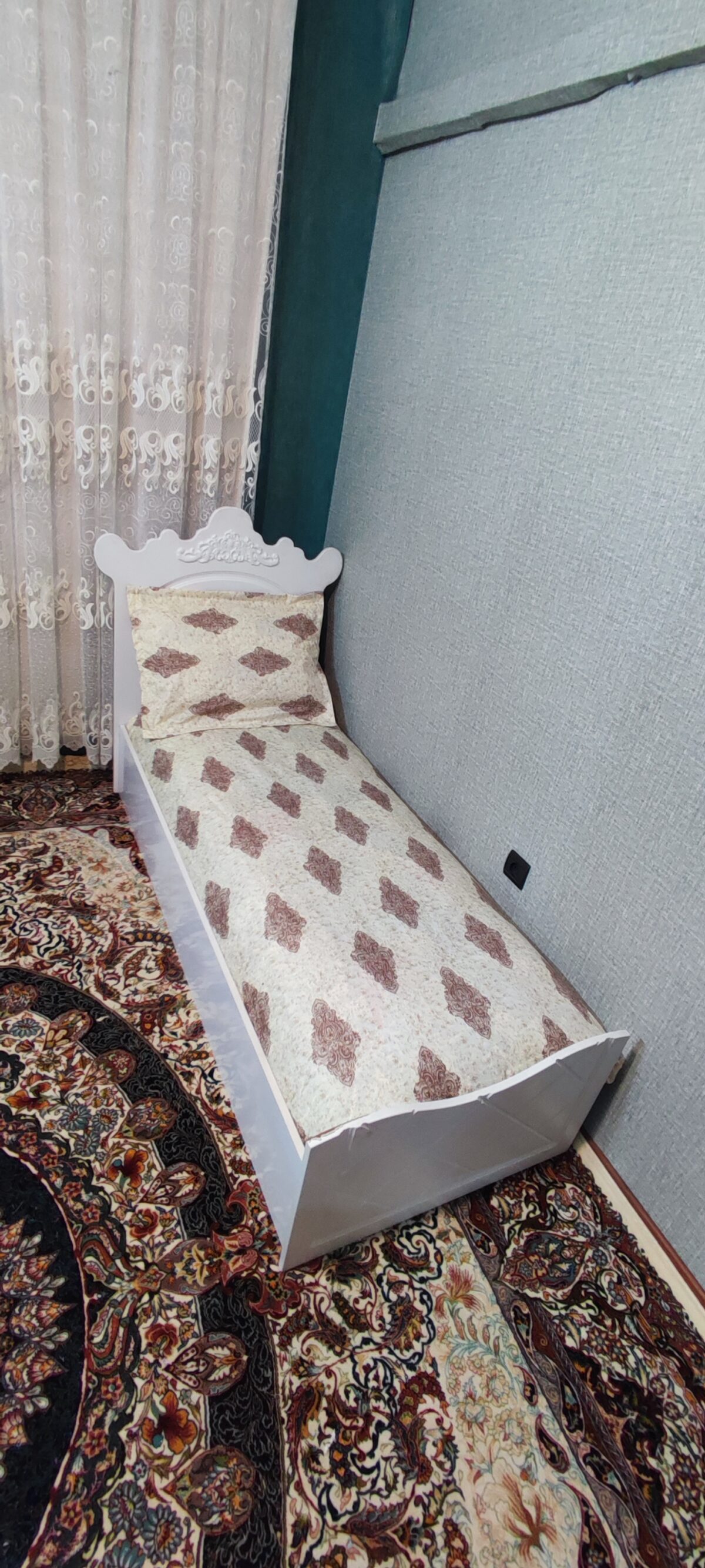 روتختی یکنفره گل قهوه ای زمینه کرم - Image 3